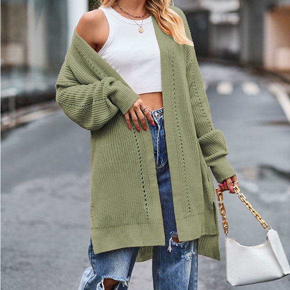 Long Sleeve Waffle-Knit Cardigan - Picture 8 of 16